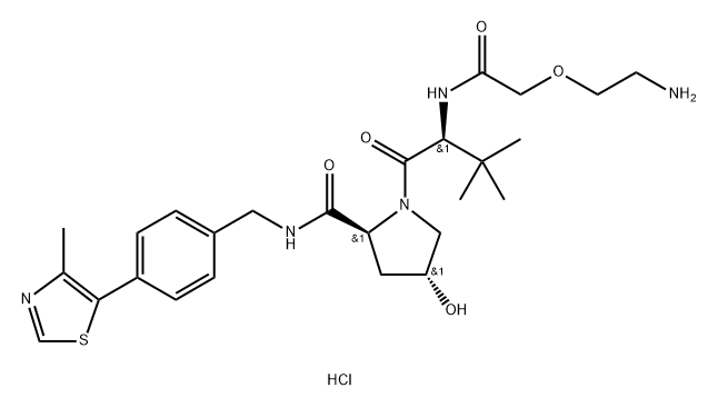 [N-[2-(2-Aminoethoxy)acetyl]-3-methyl-L-valyl]-(4R)-4-hydroxy-N-[[4-(4-methyl-5-thiazolyl)phenyl]methyl]-L-prolinamide HCl Struktur