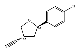 trans-5-(4-chlorophenyl)tetrahydrofuran-3-carbonitrile Struktur