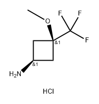 Cyclobutanamine, 3-methoxy-3-(trifluoromethyl)-, hydrochloride (1:1), cis- Struktur