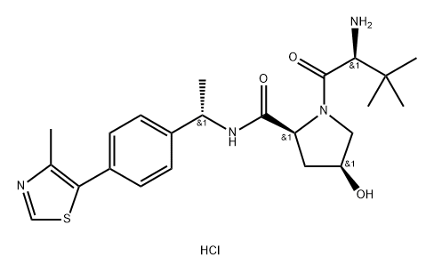 (2S,4S)-1-((S)-2-Amino-3,3-dimethylbutanoyl)-4-hydroxy-N-((S)-1-(4-(4-methylthiazol-5-yl)phenyl)ethyl)pyrrolidine-2-carboxamide hydrochloride Struktur