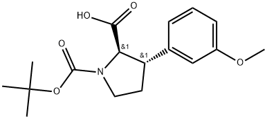 1-[(tert-butoxy)carbonyl]-3-(3-methoxyphenyl)pyrrolidine-2-carboxylic acid Struktur