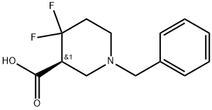 (R)-1-benzyl-4,4-difluoropiperidine-3-carboxylic acid Struktur