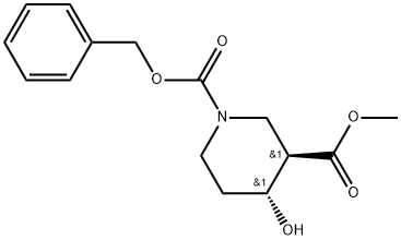 3-Methyl 1-(phenylmethyl) (3R,4R)-4-hydroxy-1,3-piperidinedicarboxylate Struktur