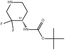 (S)-tert-butyl 3,3-difluoropiperidin-4-ylcarbamate Struktur