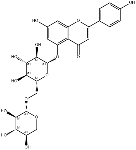 4H-1-Benzopyran-4-one, 7-hydroxy-2-(4-hydroxyphenyl)-5-[(6-O-β-D-xylopyranosyl-β-D-glucopyranosyl)oxy]- Struktur