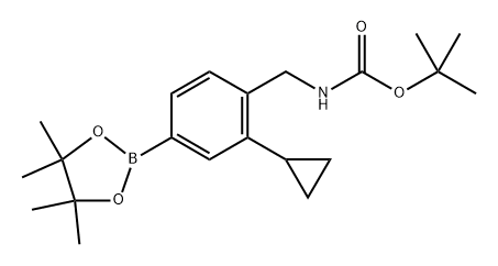 tert-butyl (2-cyclopropyl-4-(4,4,5,5-tetramethyl-1,3,2-dioxaborolan-2-yl)benzyl)carbamate Struktur