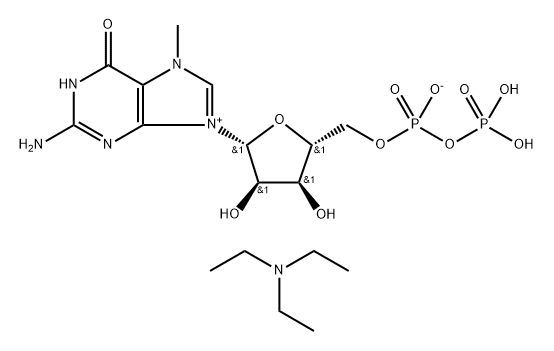 Guanosine 5'-(trihydrogen diphosphate), 7-methyl-, inner salt, compd. with N,N-diethylethanamine (9CI) Struktur