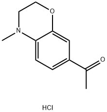 1-(4-methyl-3,4-dihydro-2H-benzo[b][1,4]oxazin-7-yl)ethan-1-one dihydrochloride Struktur