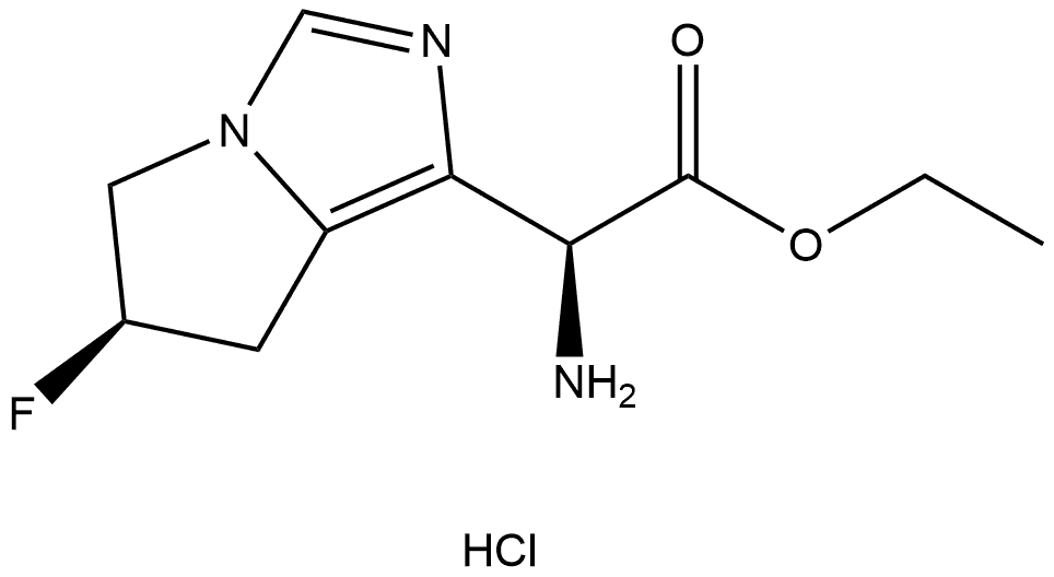 ethyl (S)-2-amino-2-((R)-6-fluoro-6,7-dihydro-5H-pyrrolo[1,2-c]imidazol-1-yl)acetate hydrochloride Struktur