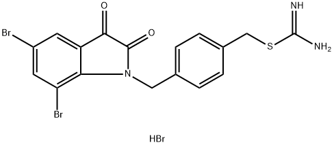 Carbamimidothioic acid, [4-[(5,7-dibromo-2,3-dihydro-2,3-dioxo-1H-indol-1-yl)methyl]phenyl]methyl ester, hydrobromide (1:1) Struktur