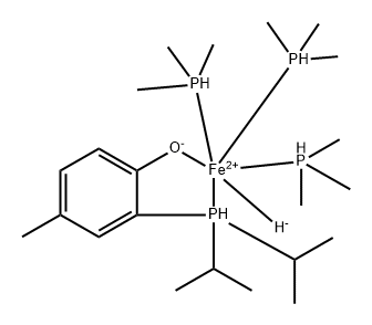 Iron, [2-[bis(1-methylethyl)phosphino-κP]-4-methylphenolato-κO]hydrotris(trimethylphosphine)-, (OC-6-24)- Struktur