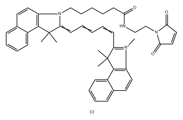 1H-Benz[e]indolium, 2-[5-[3-[6-[[2-(2,5-dihydro-2,5-dioxo-1H-pyrrol-1-yl)ethyl]amino]-6-oxohexyl]-1,3-dihydro-1,1-dimethyl-2H-benz[e]indol-2-ylidene]-1,3-pentadien-1-yl]-1,1,3-trimethyl-, chloride (1:1) Struktur