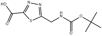 5-(1,1-Dimethylethoxy)carbonylaminomethyl-1,3,4-thiadiazole-2-carboxylic acid Struktur