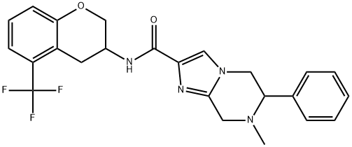 7-methyl-6-phenyl-N-(5-(trifluoromethyl)chroman-3-yl)-5,6,7,8-tetrahydroimidazo[1,2-a]pyrazine-2-carboxamide Struktur