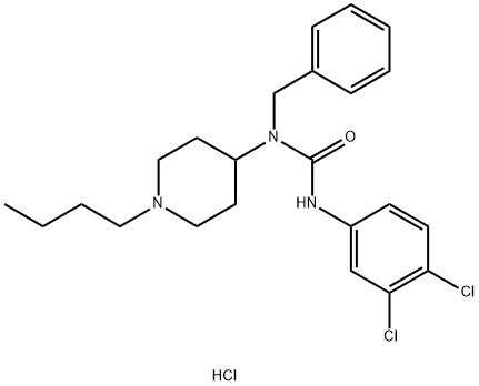 Urea, N-(1-butyl-4-piperidinyl)-N'-(3,4-dichlorophenyl)-N-(phenylmethyl)-, hydrochloride (1:1) Struktur