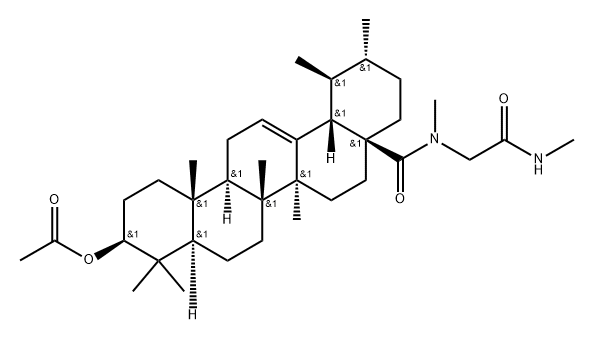 Urs-12-en-28-amide, 3-(acetyloxy)-N-methyl-N-[2-(methylamino)-2-oxoethyl]-, (3β)- Struktur