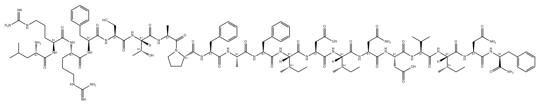 L-Phenylalaninamide, L-leucyl-L-arginyl-L-arginyl-L-phenylalanyl-L-seryl-L-threonyl-L-alanyl-L-prolyl-L-phenylalanyl-L-alanyl-L-phenylalanyl-L-isoleucyl-L-α-aspartyl-L-isoleucyl-L-asparaginyl-L-α-aspartyl-L-valyl-L-isoleucyl-L-asparaginyl- Struktur