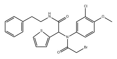 2-Thiopheneacetamide, α-[(2-bromoacetyl)(3-chloro-4-methoxyphenyl)amino]-N-(2-phenylethyl)- Struktur