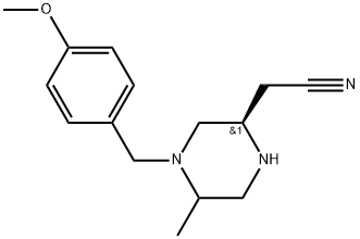 (R)-2-(4-(4-methoxybenzyl)piperazin-2-yl)acetonitrile Struktur