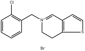 Thieno[3,2-c]pyridinium, 5-[(2-chlorophenyl)methyl]-6,7-dihydro-, bromide (1:1) Struktur