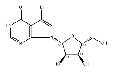 7-bromo-9-[3,4-dihydroxy-5-(hydroxymethyl)oxolan-2-yl]-2,4,9-triazabic yclo[4.3.0]nona-3,7,10-trien-5-one Struktur