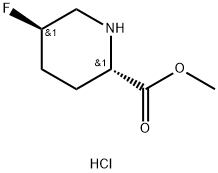 2-Piperidinecarboxylic acid, 5-fluoro-, methyl ester, hydrochloride (1:1), (2R,5S)-rel- Struktur