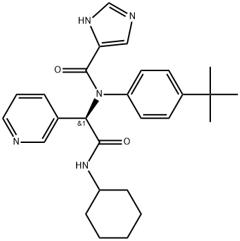 3-Pyridineacetamide, N-cyclohexyl-α-[[4-(1,1-dimethylethyl)phenyl](1H-imidazol-5-ylcarbonyl)amino]-, (αR)- Struktur