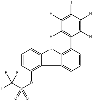 Methanesulfonic acid, 1,1,1-trifluoro-, 6-(phenyl-2,3,4,5,6-d5)-1-dibenzofuranyl ester Struktur