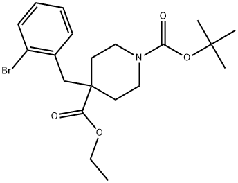 1-(tert-butyl)4-ethyl4-(2-bromobenzyl)piperidine-1,4-dicarboxylate Struktur