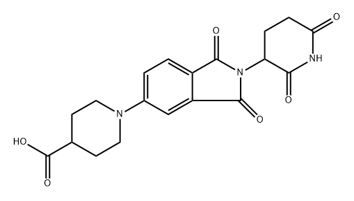 1-(2-(2,6-dioxopiperidin-3-yl)-1,3-dioxoisoindolin-5-yl)piperidine-4-carboxylic acid Struktur