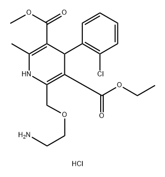 3,5-Pyridinedicarboxylic acid, 2-[(2-aminoethoxy)methyl]-4-(2-chlorophenyl)-1,4-dihydro-6-methyl-, 3-ethyl 5-methyl ester, hydrochloride (1:1) Struktur