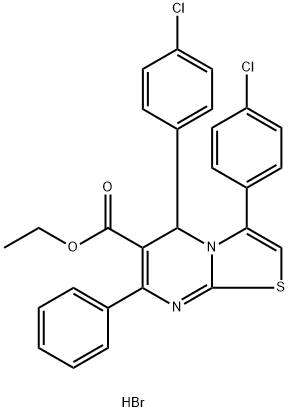 5H-Thiazolo[3,2-a]pyrimidine-6-carboxylic acid, 3,5-bis(4-chlorophenyl)-7-phenyl-, ethyl ester, hydrobromide (1:1) Struktur