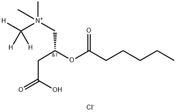 1-Propanaminium, 3-carboxy-N,N-dimethyl-N-(methyl-d3)-2-[(1-oxohexyl)oxy]-, chloride (1:1), (2R)- Struktur