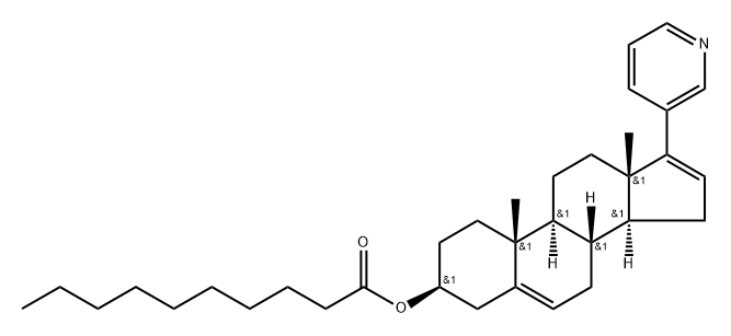 Androsta-5,16-dien-3-ol, 17-(3-pyridinyl)-, 3-decanoate, (3β)- Structure