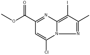 methyl
7-chloro-3-iodo-2-methylpyrazolo[1,5-a]pyrimidin
e-5-carboxylate Struktur