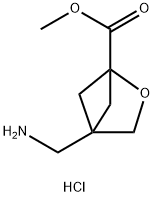 2-Oxabicyclo[2.1.1]hexane-1-carboxylic acid, 4-(aminomethyl)-, methyl ester, hydrochloride (1:1) Struktur