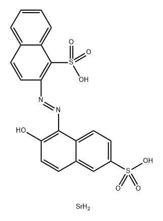 1-Naphthalenesulfonic acid, 2-[2-(2-hydroxy-6-sulfo-1-naphthalenyl)diazenyl]-, strontium salt (1:1) Struktur