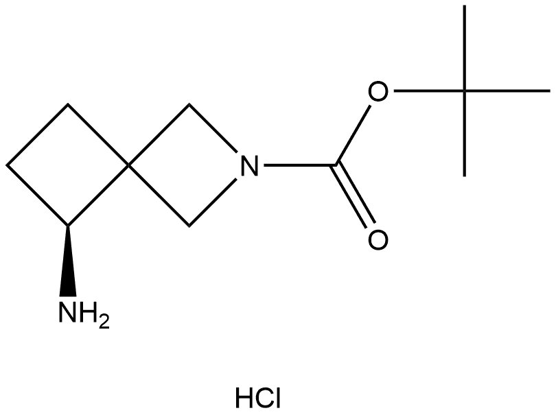 2-Azaspiro[3.3]heptane-2-carboxylic acid, 5-amino-, 1,1-dimethylethyl ester, hydrochloride (1:1), (5S)- Struktur