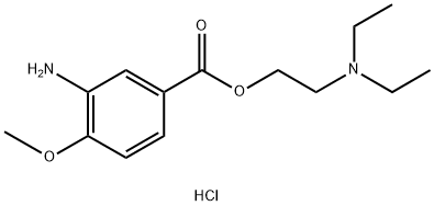 Benzoic acid, 3-amino-4-methoxy-, 2-(diethylamino)ethyl ester, hydrochloride (1:1) Struktur