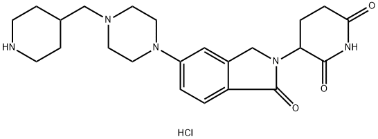 2,6-Piperidinedione, 3-[1,3-dihydro-1-oxo-5-[4-(4-piperidinylmethyl)-1-piperazinyl]-2H-isoindol-2-yl]-, hydrochloride (1:2) Struktur