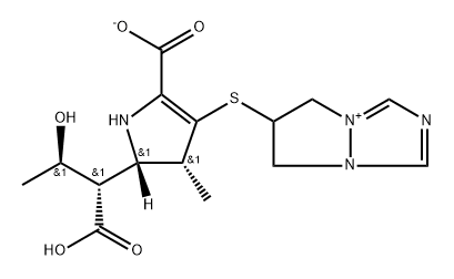 5H-Pyrazolo[1,2-a][1,2,4]triazol-4-ium, 6-[[(4R,5S)-2-carboxy-5-[(1S,2R)-1-carboxy-2-hydroxypropyl]-4,5-dihydro-4-methyl-1H-pyrrol-3-yl]thio]-6,7-dihydro-, inner salt Struktur