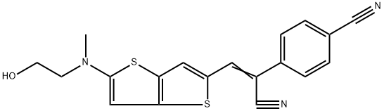 Benzeneacetonitrile, 4-cyano-α-[[5-[(2-hydroxyethyl)methylamino]thieno[3,2-b]thien-2-yl]methylene]- Struktur