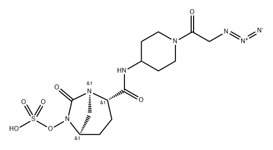 (2S,5R)-2-((1-(2-azidoacetyl)piperidin-4-yl)carbamoyl)-7-oxo-1,6-diazabicyclo[3.2.1]octan-6-yl hydrogen sulfate Struktur