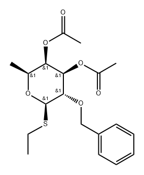 Ethyl 6-deoxy-2-O-(phenylmethyl)-1-thio-beta-L-galactopyranoside diacetate Struktur