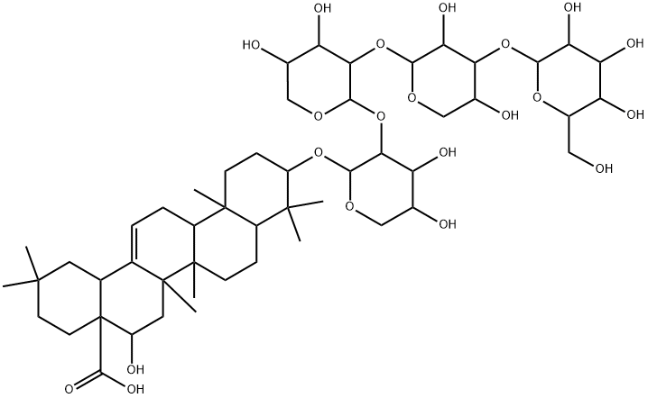 3β-[[2-O-[2-O-[3-O-(β-D-Glucopyranosyl)-α-L-arabinopyranosyl]-α-L-arabinopyranosyl]-α-L-arabinopyranosyl]oxy]-16α-hydroxyolean-12-en-28-oic acid Struktur