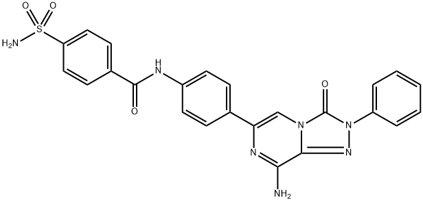 Benzamide, N-[4-(8-amino-2,3-dihydro-3-oxo-2-phenyl-1,2,4-triazolo[4,3-a]pyrazin-6-yl)phenyl]-4-(aminosulfonyl)- Struktur