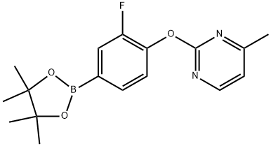 Pyrimidine, 2-[2-fluoro-4-(4,4,5,5-tetramethyl-1,3,2-dioxaborolan-2-yl)phenoxy]-4-methyl- Struktur