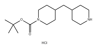 1-Piperidinecarboxylic acid, 4-(4-piperidinylmethyl)-, 1,1-dimethylethyl ester, hydrochloride (1:1) Struktur