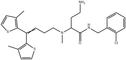 Butanamide, 4-amino-2-[[4,4-bis(3-methyl-2-thienyl)-3-buten-1-yl]methylamino]-N-[(2-chlorophenyl)methyl]- Struktur