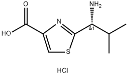 4-Thiazolecarboxylic acid, 2-[(1R)-1-amino-2-methylpropyl]-, hydrochloride (1:1) Struktur